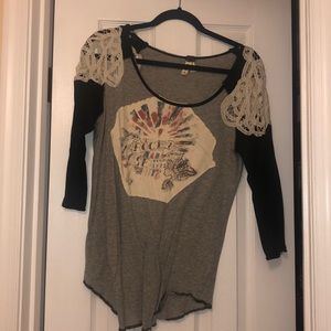 We the free cropped sleeve baseball tee